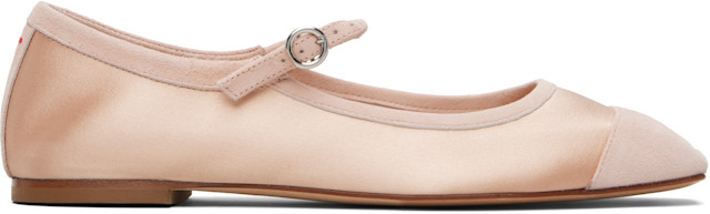 Aeyde: ピンク Uma Satin Toe-Cap メリージェーン フラットシューズ