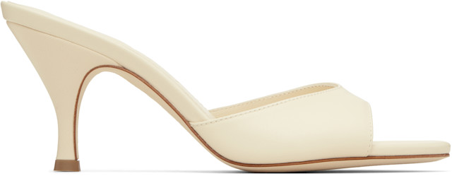 新品Aeyde ミュールサンダル 38 オフホワイト Aeyde: Off-White Samia Stiletto Mule Heeled Sandals | SSENSE
