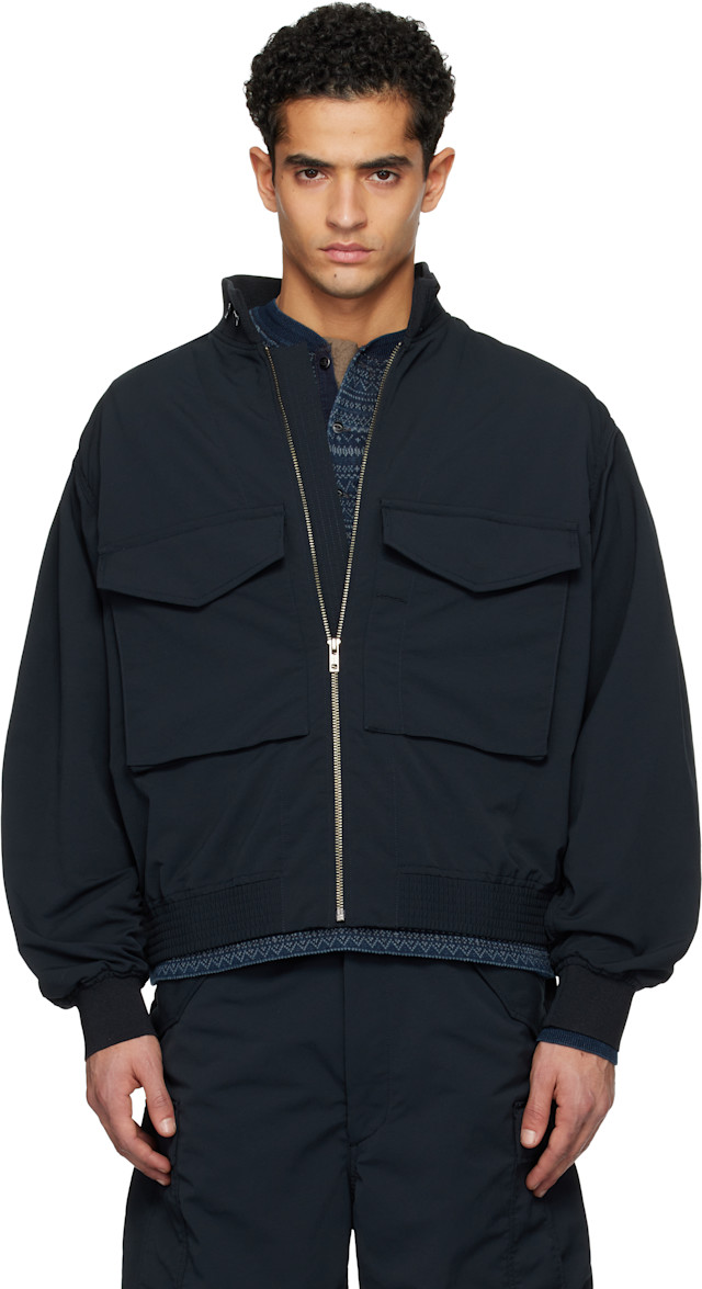 nanamica: Navy ALPHADRY Field Jacket | SSENSE Singapore