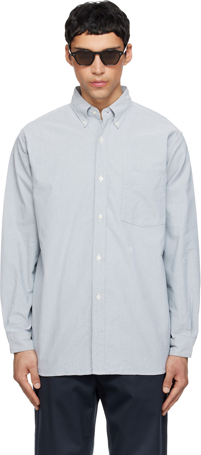 nanamica: Gray Button Down Wind Shirt | SSENSE