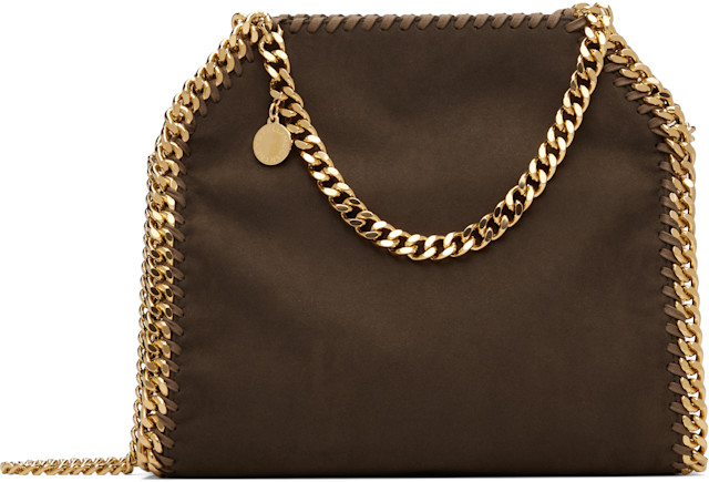 Stella McCartney: Brown Falabella Mini Suede Bag | SSENSE