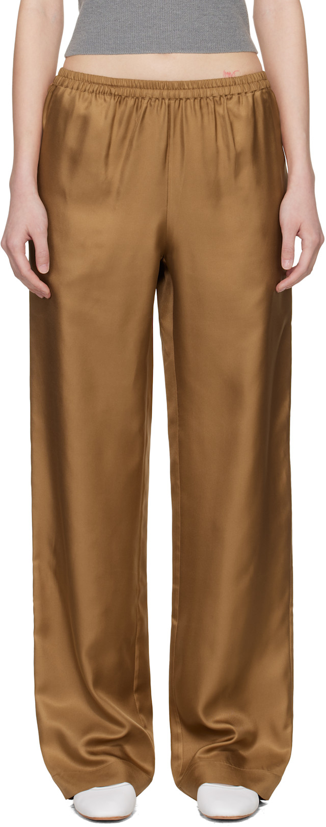 Loulou de Saison: Brown Alera LDS Silk Twill Trousers | SSENSE