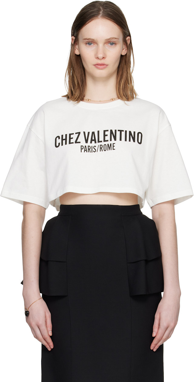 Valentino: White 'Chez Valentino' T-shirt | SSENSE