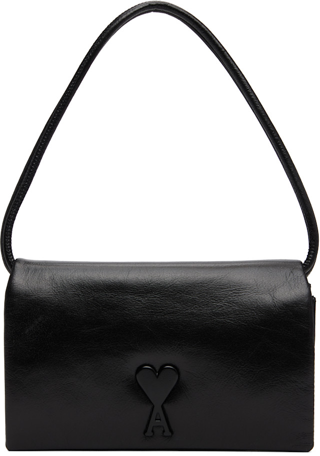 AMI Paris: Black Voulez-Vous Wallet On Strap Bag | SSENSE