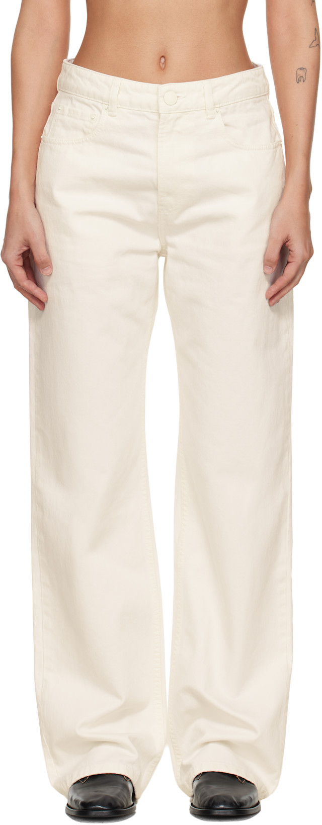 AMI Paris: Off-White Cotton Large Fit Jeans | SSENSE