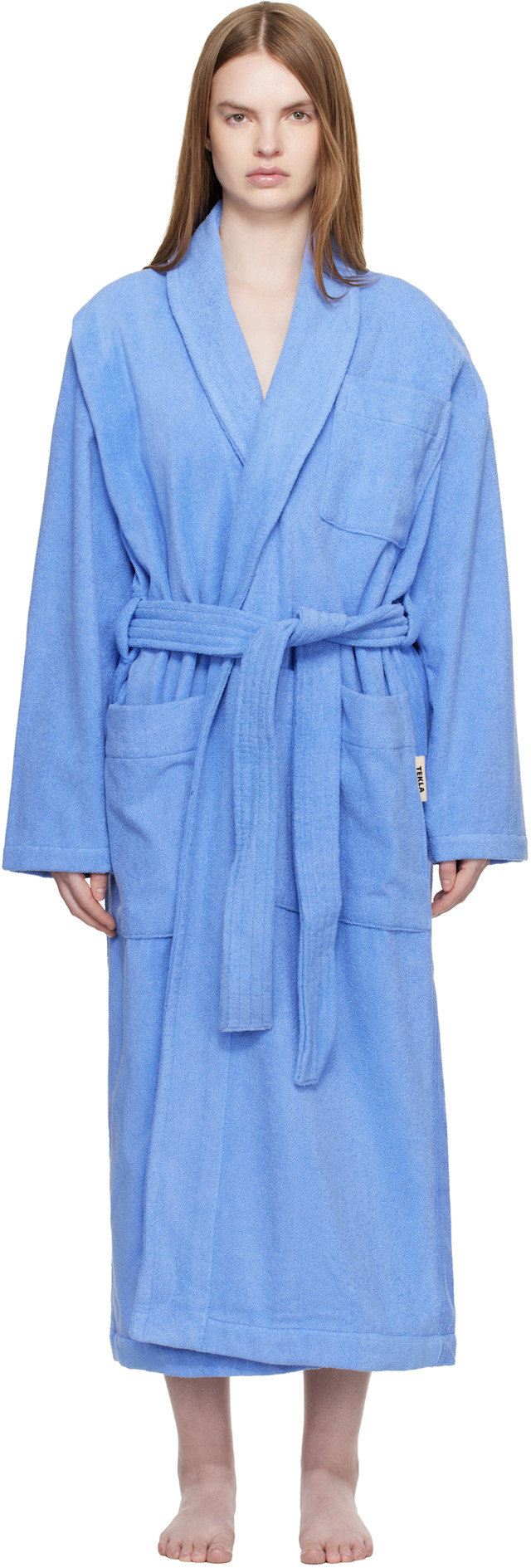 Tekla: Blue Terry Classic Bathrobe | SSENSE