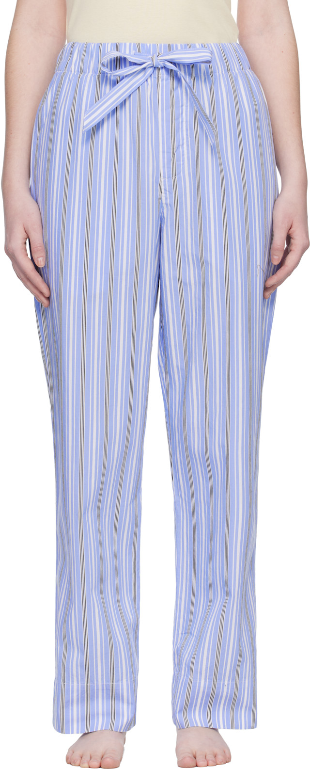 Tekla: Blue & White Poplin Pyjama Pants | SSENSE