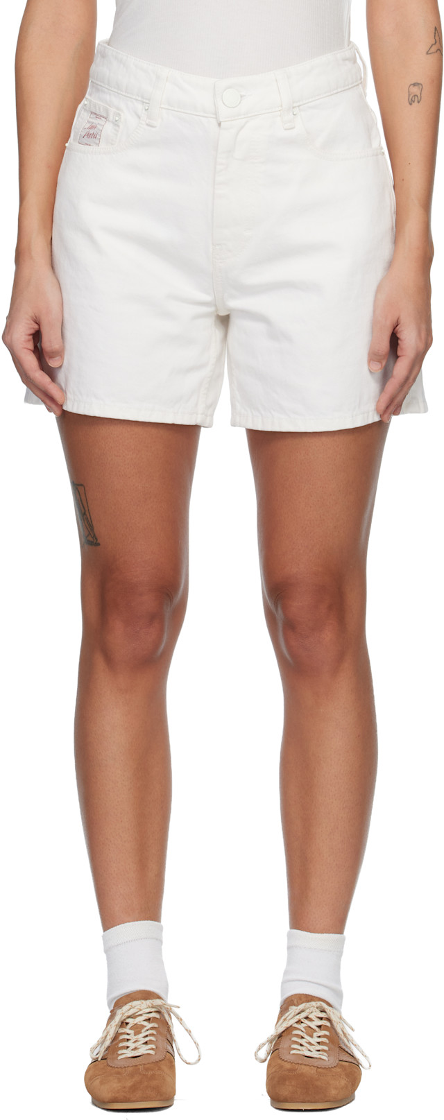AMI Paris: White 'Ami Paris Heritage' Denim Shorts | SSENSE