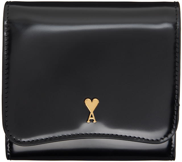 AMI Paris: Black Paris Paris Compact Wallet | SSENSE