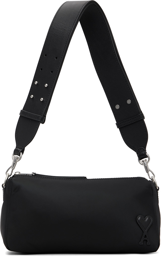 【美品】ami parisメッセンジャーバッグ AMI Paris: ブラック Nylon Marcel バッグ | SSENSE 日本