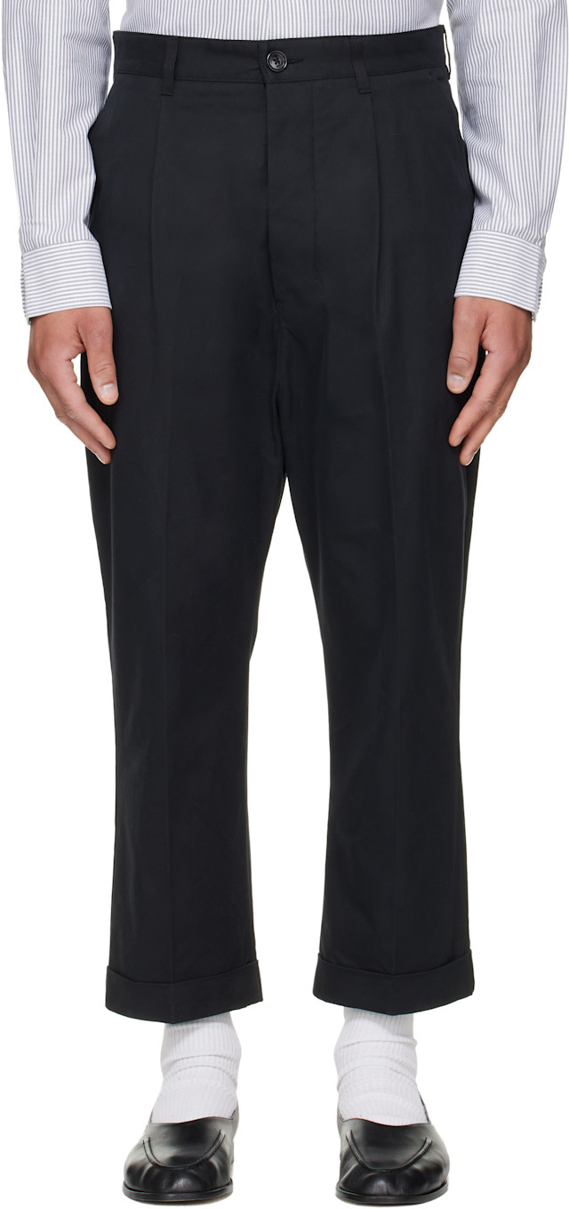 AMI Paris: Black Cotton Carrot Oversized Trousers | SSENSE