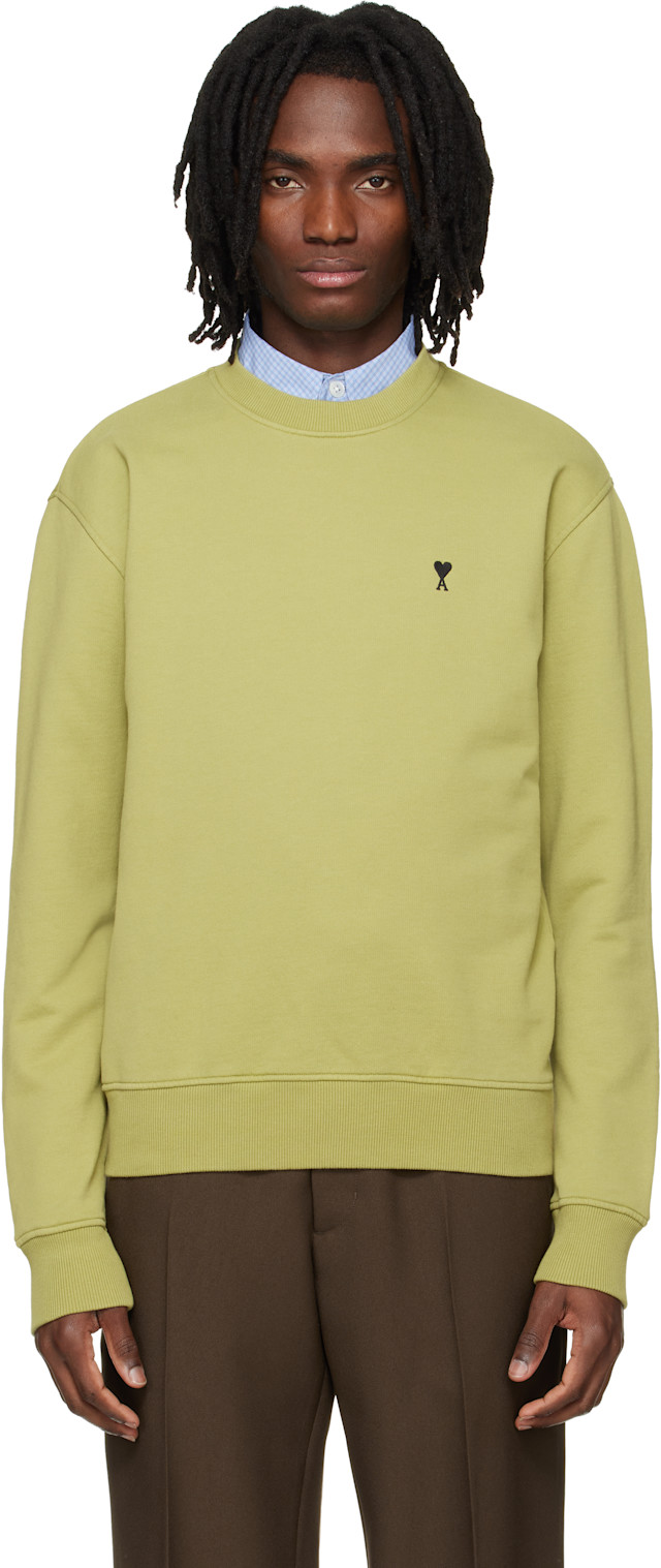 AMI Paris: Green Cotton Ami de Coeur Sweatshirt | SSENSE