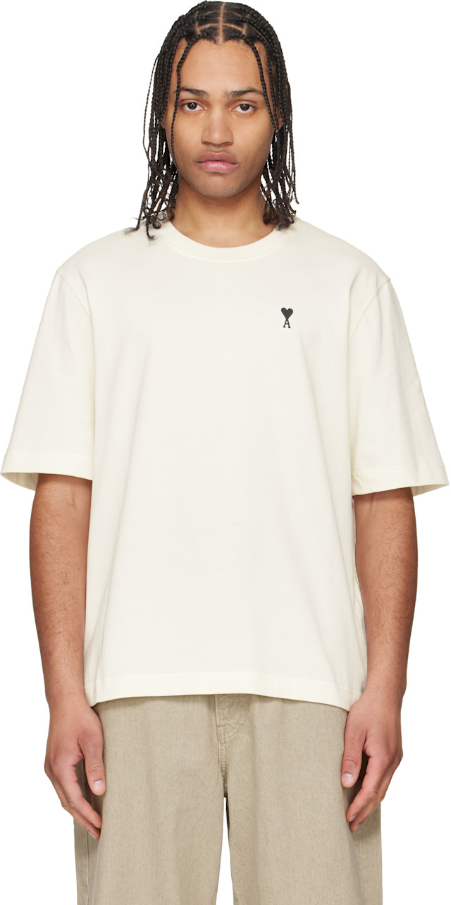 AMI Paris: White Cotton Place des Victoires Print T-shirt | SSENSE