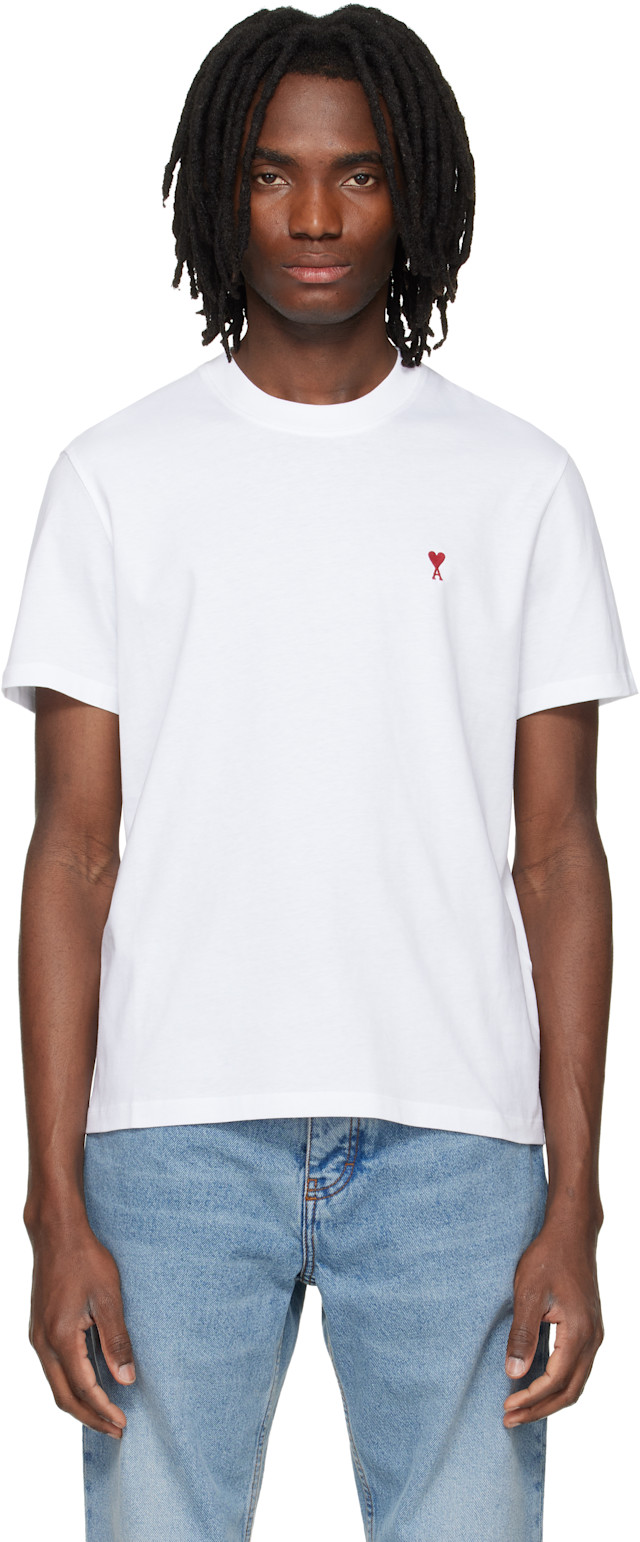 ホワイト Tシャツ アミパリス　ami AMI Paris: ホワイト Ami de Coeur コットン Tシャツ | SSENSE 日本