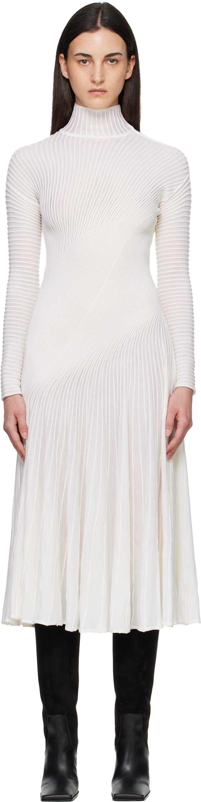 alaia white knit dress Alaïa Twisted Fine Wool Midi Caegory_All Evening Dresses