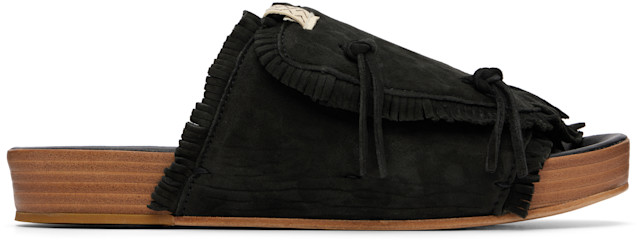 visvim: Black Christo Shaman-Folk Sandals | SSENSE