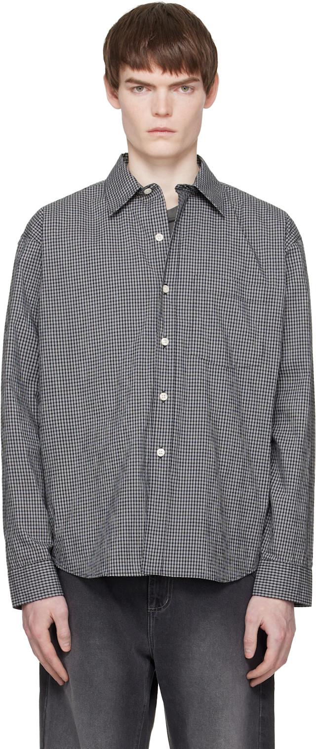 mf pen executive シアサッカーシャツ　M エムエフペン mfpen: Black Executive Shirt | SSENSE