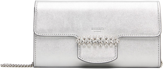 Jimmy Choo: Silver Bing Wallet Chain Bag | SSENSE