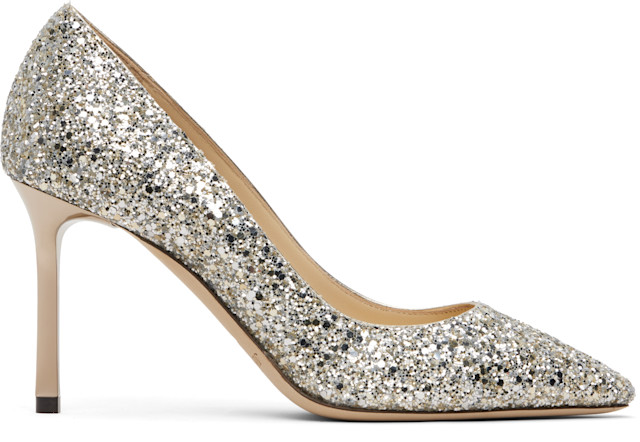 Jimmy Choo: Silver Romy 85 Heels | SSENSE