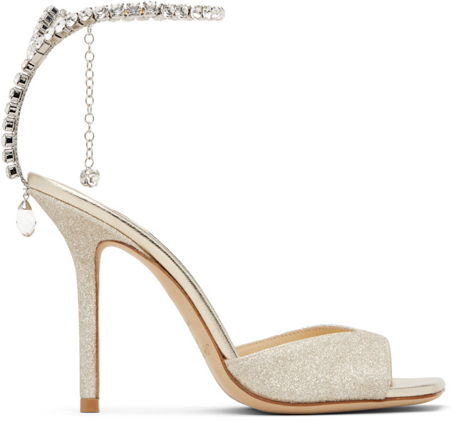JIMMYCHOOシルバーサンダル36.5 Jimmy Choo: シルバー Saeda 100 ヒールサンダル | SSENSE 日本