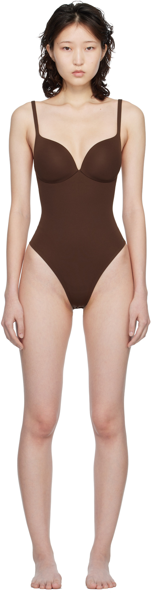 SKIMS ボディースーツ　xxs SKIMS: ブラウン SKIMS Ultimate Body プッシュアップ ソング ボディ