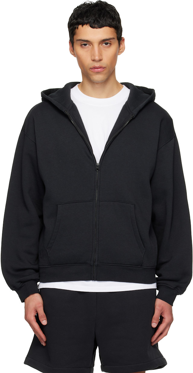 SKIMS: ブラック Fleece Lounge リラックス ジップアップフーディ