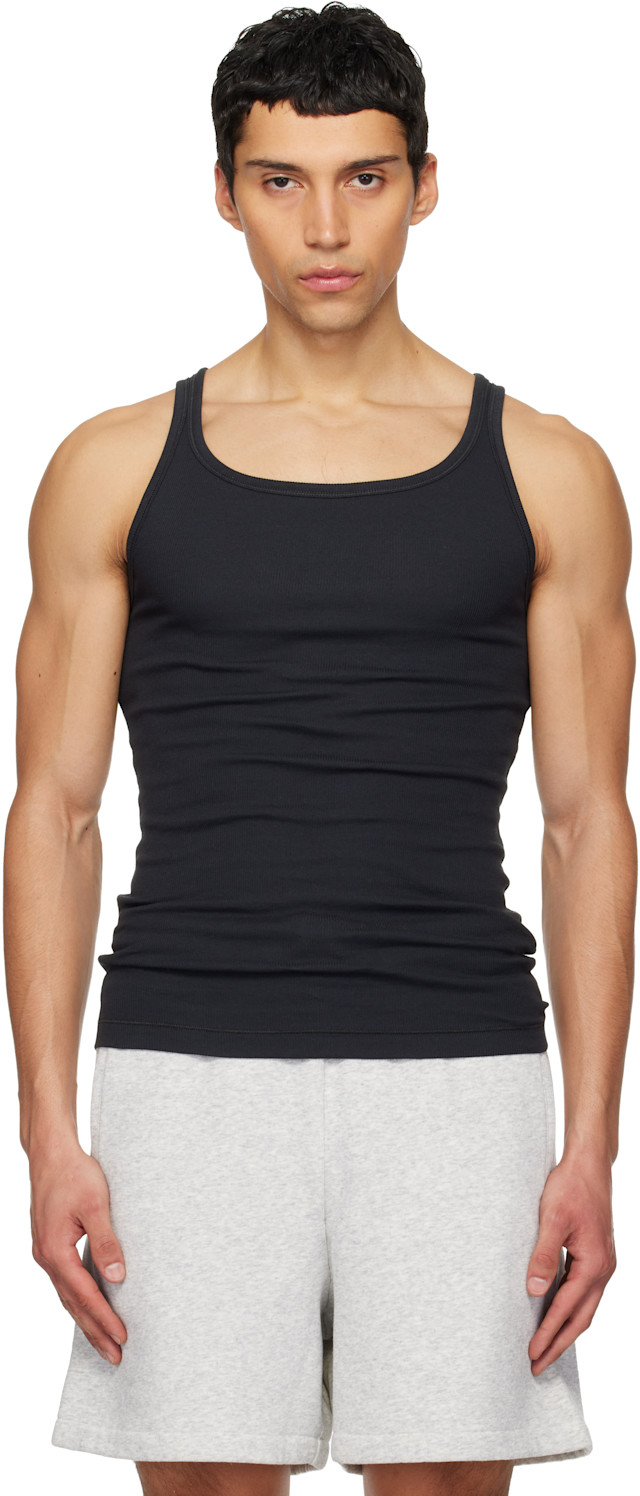 SKIMS 新品袋入り COTTON RIB タンクトップ ブラック XS SKIMS: ブラック Skims Cotton Rib タンクトップ 3枚セット | SSENSE 日本
