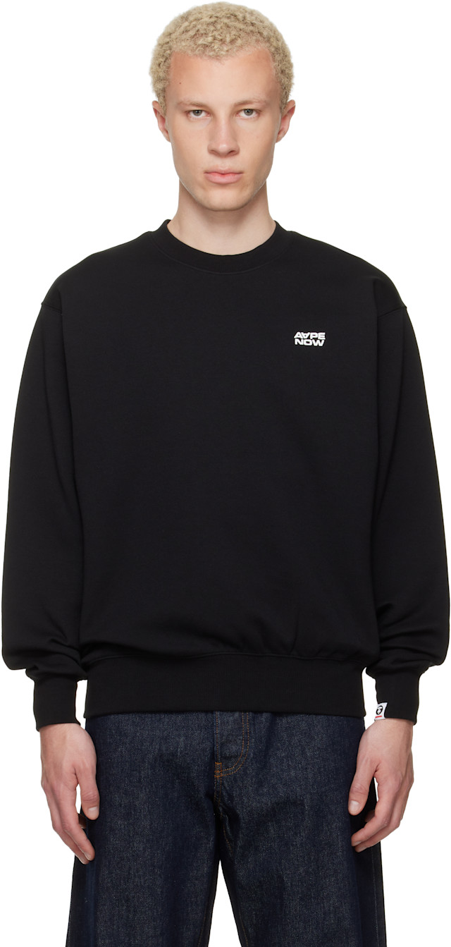 AAPE by A Bathing Ape: Black 'AAPENOW' Crew Neck Sweatshirt | SSENSE