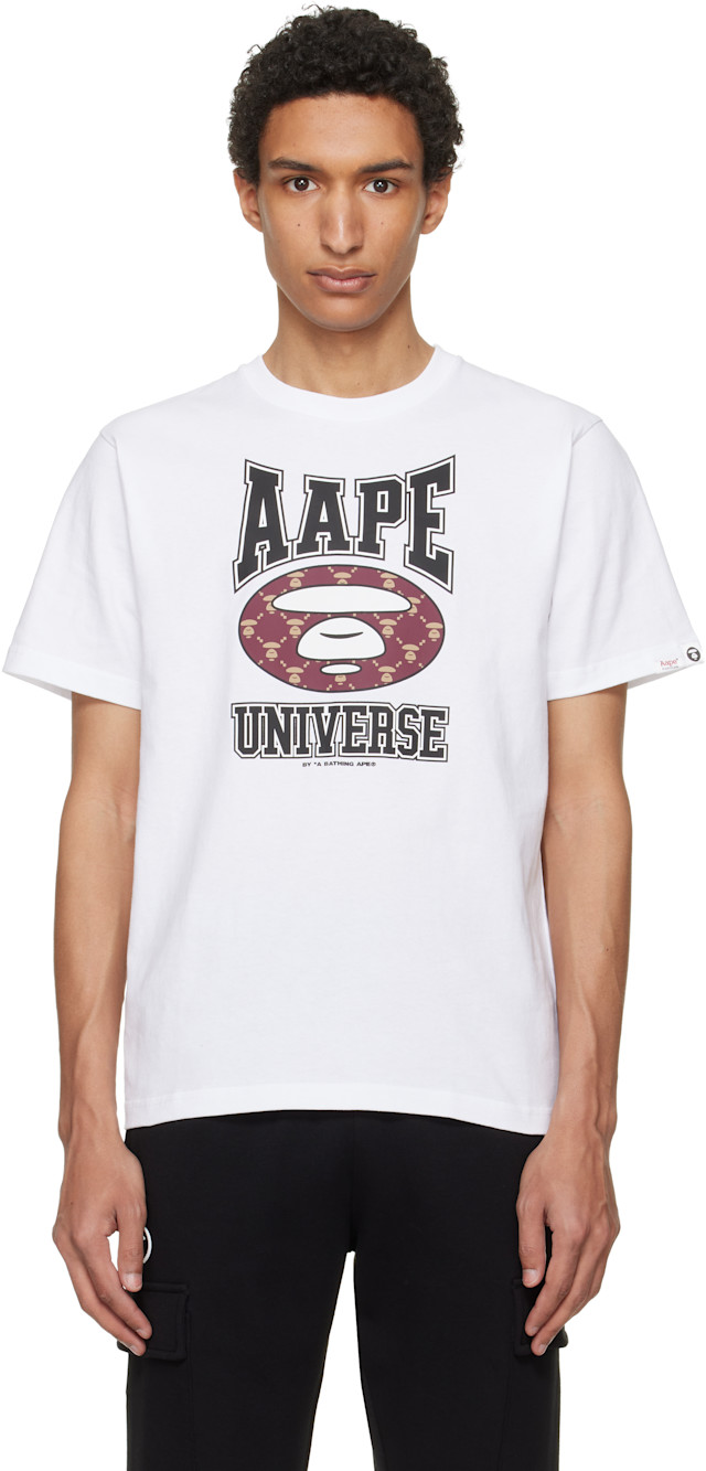 AAPE by A Bathing Ape: White Basic T-shirt | SSENSE