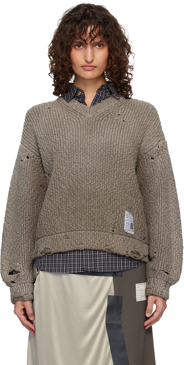Maison MIHARA YASUHIRO: Brown Sun Faded Like Knit Sweater | SSENSE