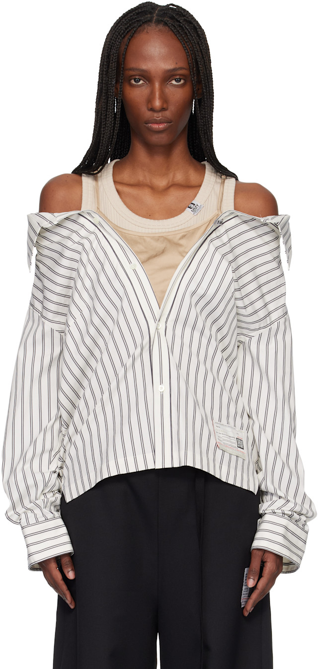 Maison MIHARA YASUHIRO: Off-White & Beige Triple Layered Stripe