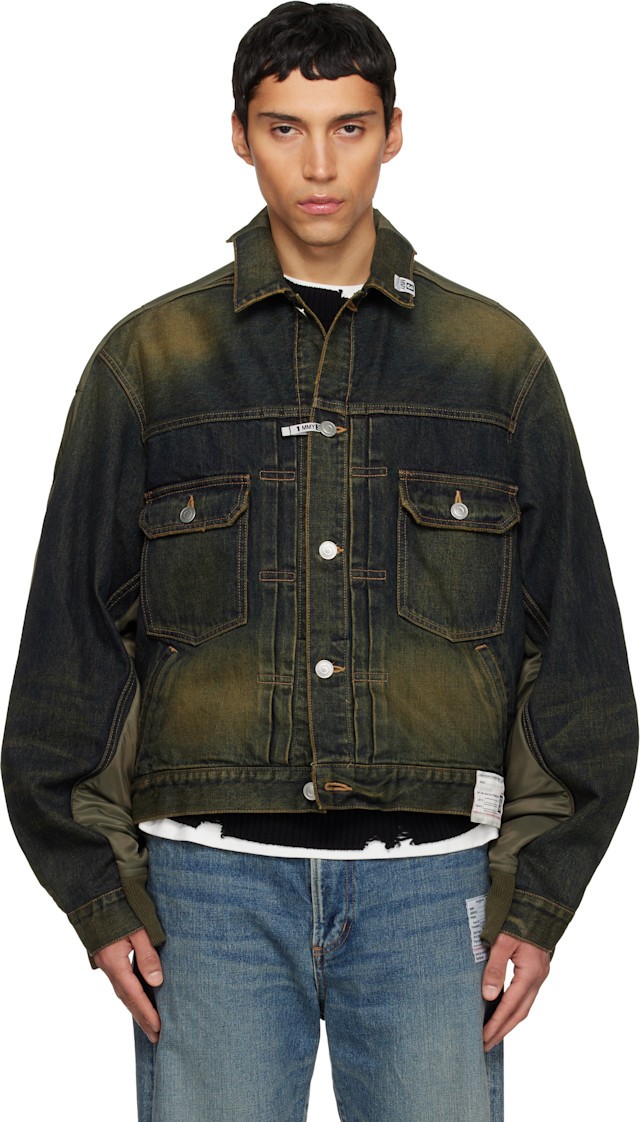 Maison MIHARA YASUHIRO: Khaki & Navy Front Back Combined Denim
