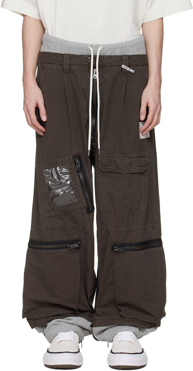 Maison MIHARA YASUHIRO: Brown Sweat Pants Combined Flight Cargo