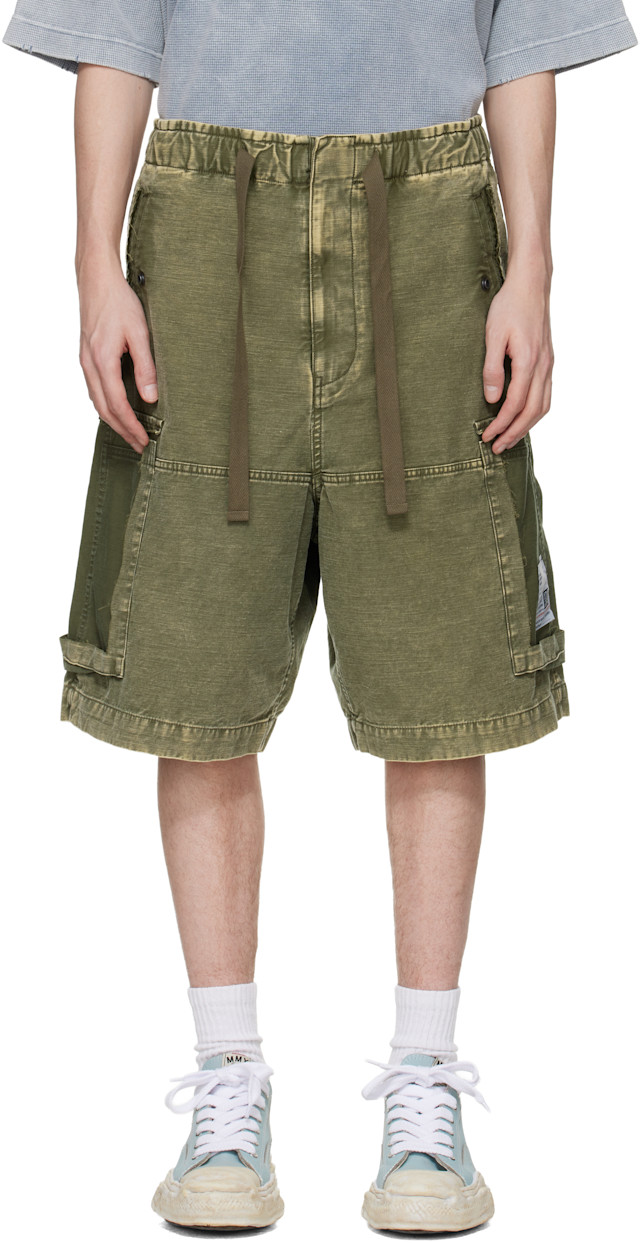 Maison MIHARA YASUHIRO: Khaki Cotton Satin Cargo Shorts | SSENSE