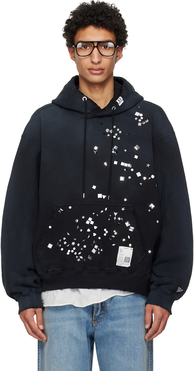 Maison MIHARA YASUHIRO: Black Embellished Hoodie | SSENSE Canada