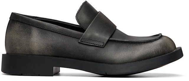camper lab MIL 1978 レザー　ローファー CAMPERLAB: Black MIL 1978 Leather Loafers | SSENSE