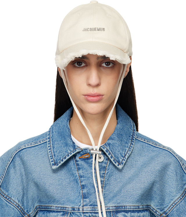 jaquemus The Artichaut キャップ JACQUEMUS: Off-White Les Classiques 'The Artichaut' Denim Cap | SSENSE