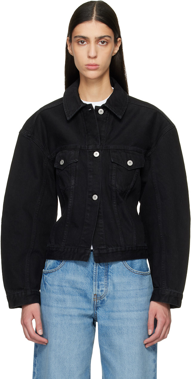 【JACQUEMUS LE PAYSAN 】ボンバージャケット JACQUEMUS: Black Le Paysan 'The de-Nîmes' Denim Jacket | SSENSE