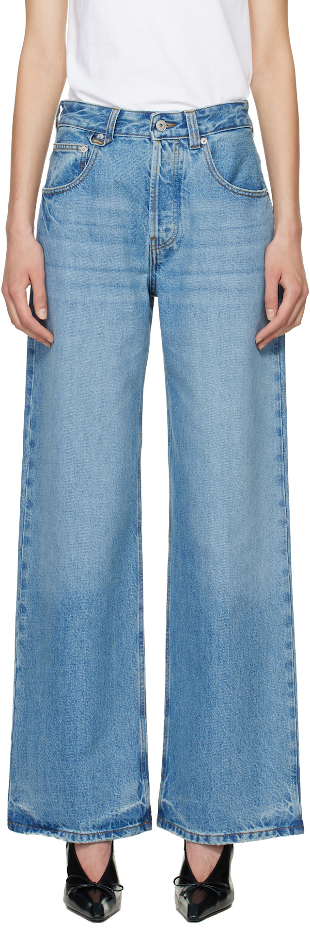 JACQUEMUS: Blue Le Paysan 'Le de-Nîmes Large' Jeans | SSENSE
