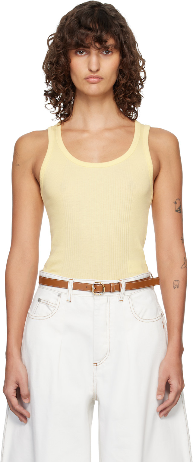 JACQUEMUS: Yellow 'The Rond Carré' Tank Top | SSENSE