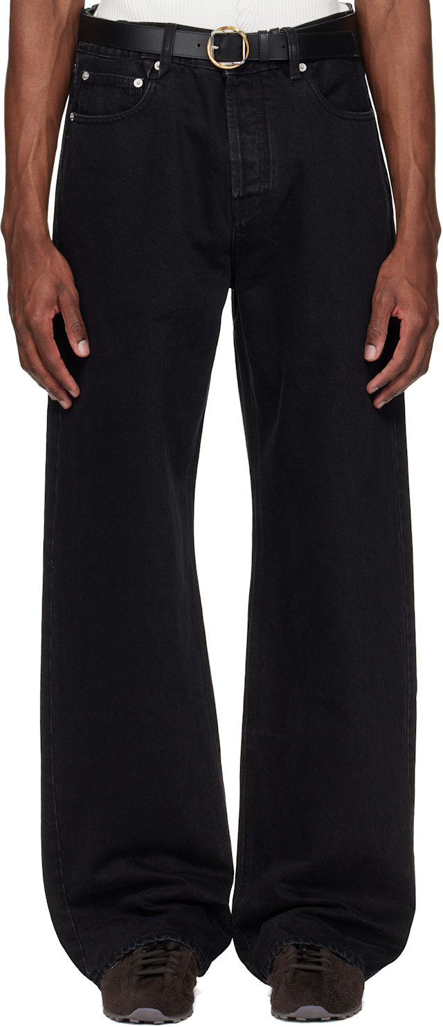 JACQUEMUS　ジャックムス　De-Nimes　ワイド デニム　黒　28 JACQUEMUS: Black 'The straight de-Nîmes denim' Jeans | SSENSE