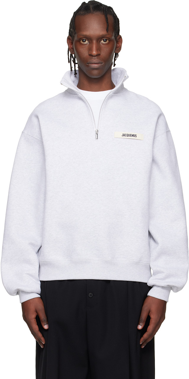 JACQUEMUS: グレー 'The Gros Grain zipped-rollneck' スウェット