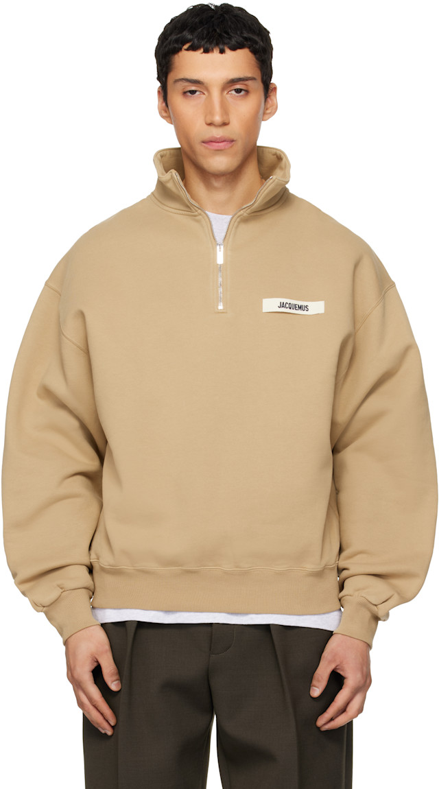 Jacquemes ノースリーブ JACQUEMUS: Tan 'The Gros Grain zipped-rollneck' Sweatshirt | SSENSE