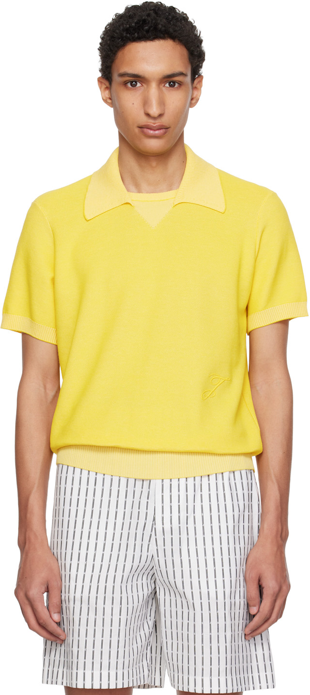 JACQUEMUS: イエロー 'The J Knit' ニットポロシャツ | SSENSE 日本