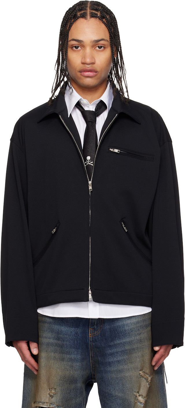 mastermind JAPAN: Black Jersey Detroit Jacket | SSENSE