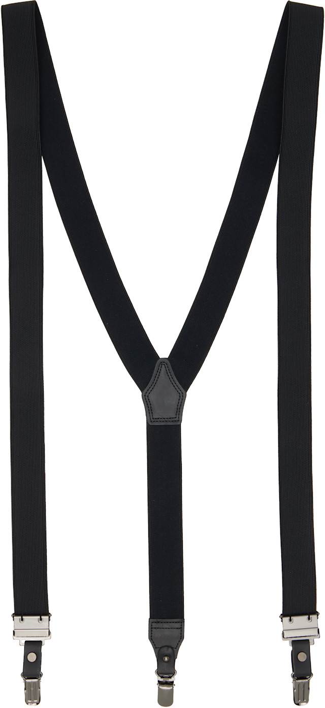 yohjiyamamoto 18aw サスペンダー YOHJI YAMAMOTO: Black Woolly Spin Tape 30mm 2way Suspenders | SSENSE
