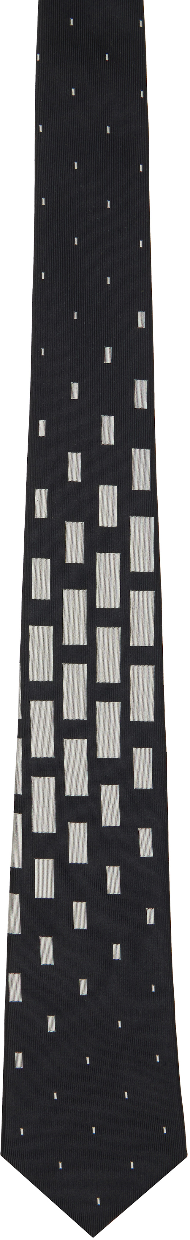 YOHJI YAMAMOTO: ブラック Square Pattern JQ Derby ネクタイ | SSENSE