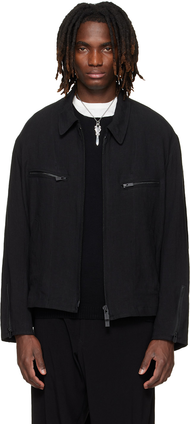 ジャケット・アウター YOHJI YAMAMOTO ZIPPER JACKET YOHJI YAMAMOTO: Black Zip Blouson Jacket | SSENSE Canada
