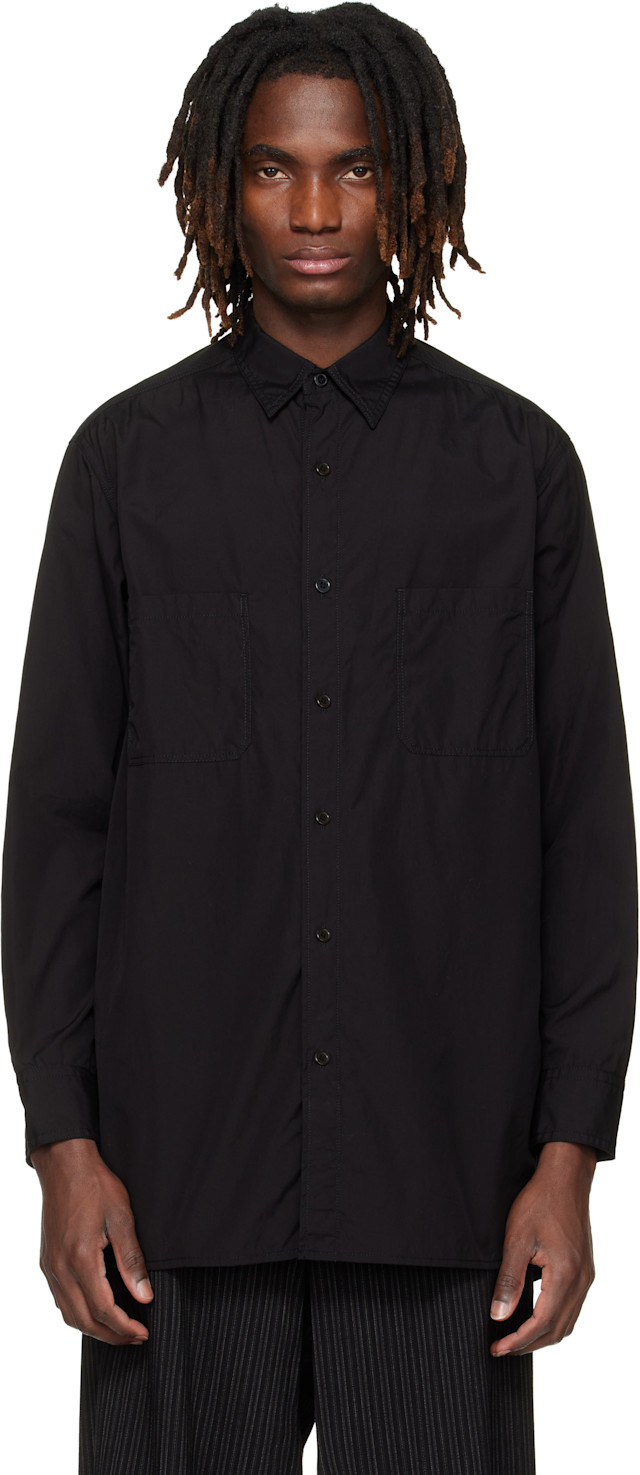YOHJI YAMAMOTO: Black Big Standard Chain Stitch Shirt | SSENSE