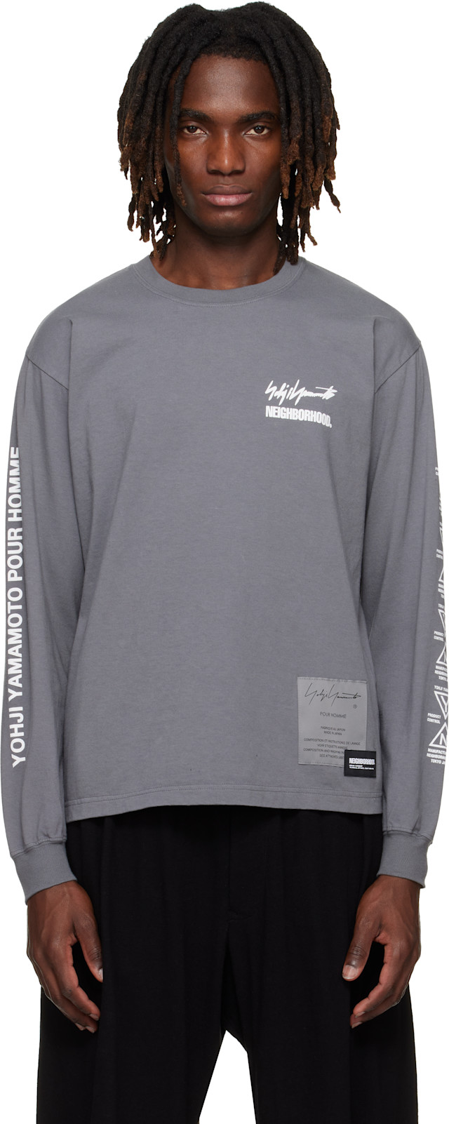 yohji yamamoto pour homme 19ss カットソー YOHJI YAMAMOTO: グレー NEIGHBORHOODエディション LS Tシャツ